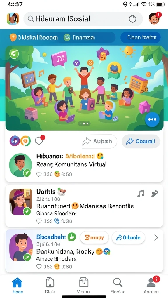 Fitur interaksi sosial untuk bermain bersama teman.