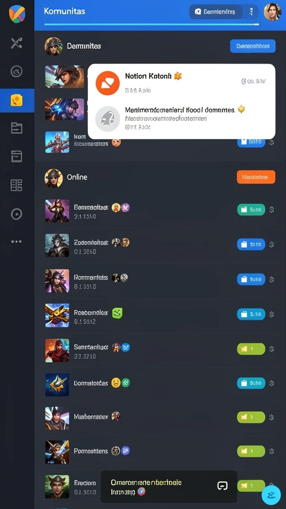 Fitur live chat untuk interaksi langsung dengan pemain lain.