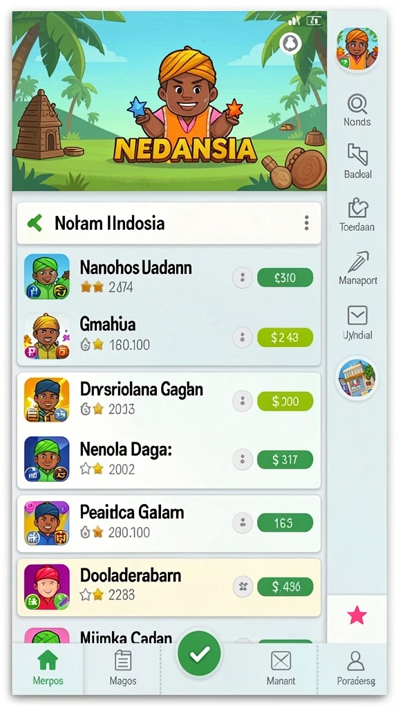 Beragam permainan yang bisa dipilih dengan mudah.